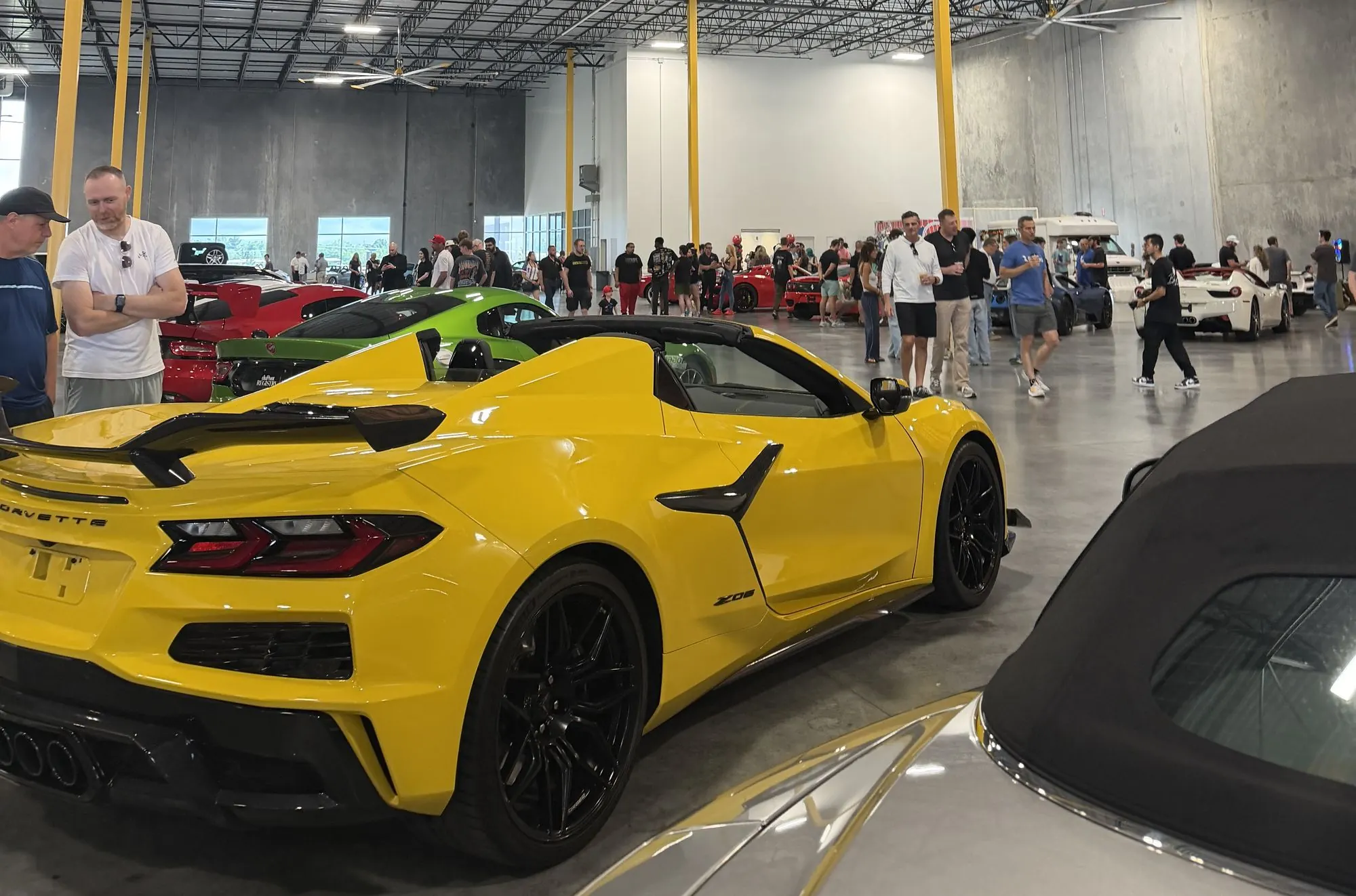 A Corvette Z06 pulled onto the floor